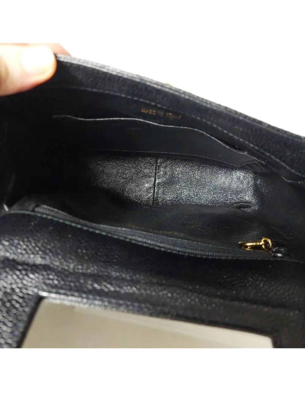 CHANEL Black Caviar Leather Square Box Flap Bag